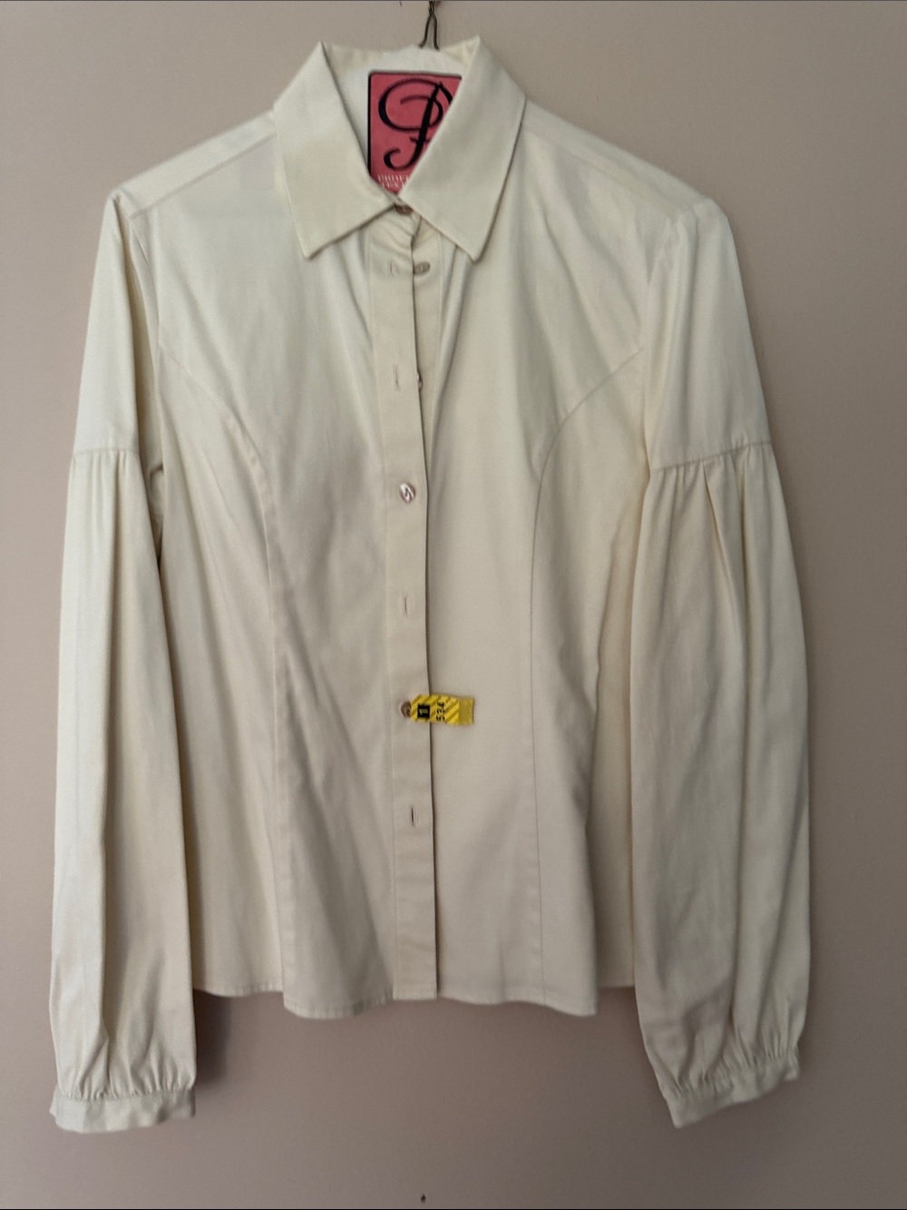 Tristan Cream Button-Front Puff Sleeve Shirt